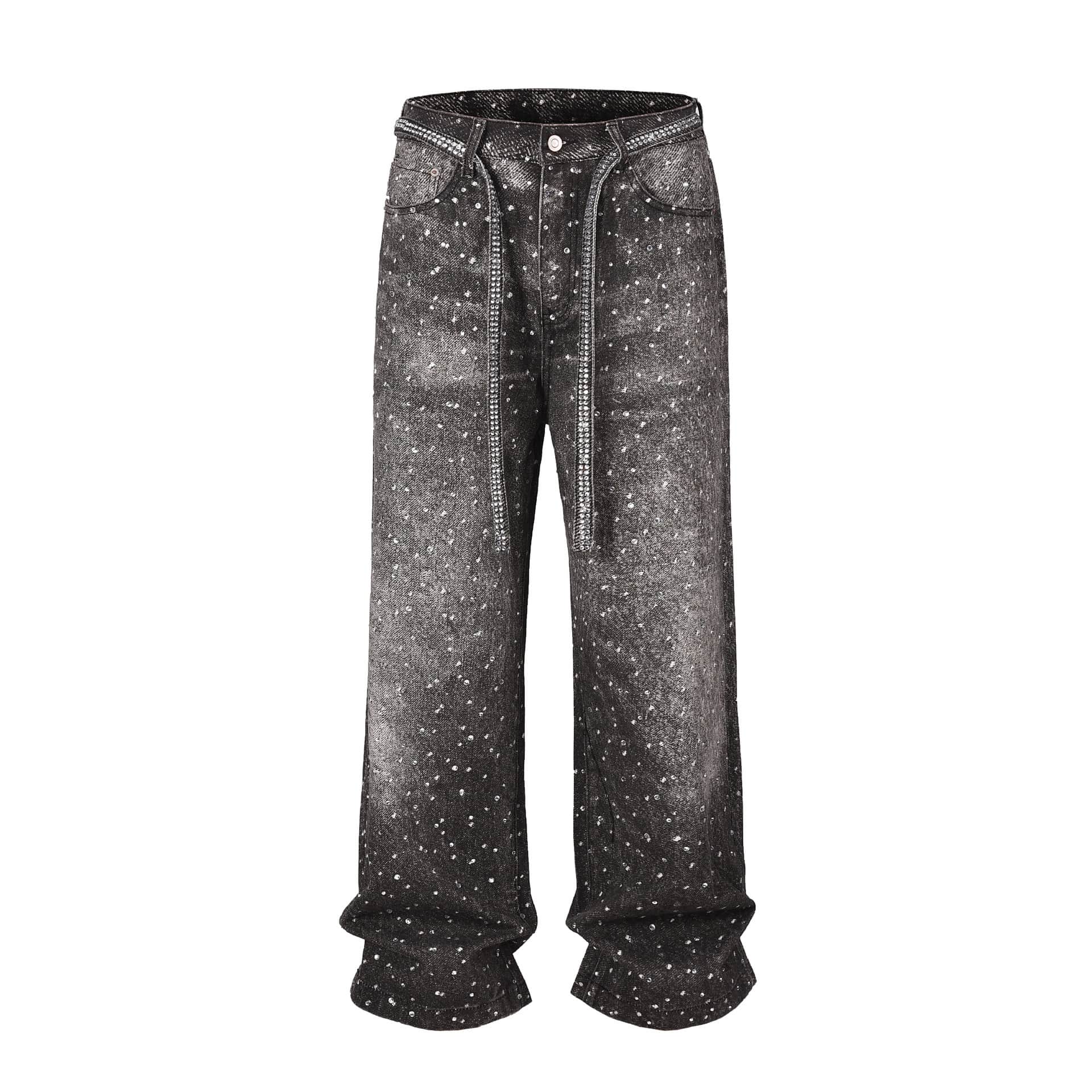 Black Crystal Baggy Jeans