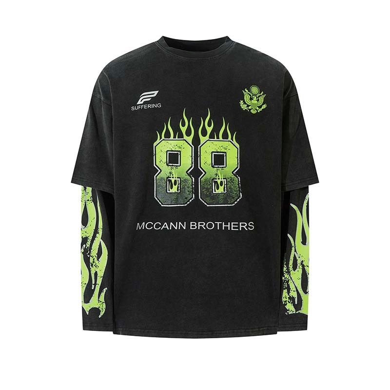 Green Flames Long Sleeve Tee