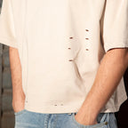 Beige Cut Boxy Fit T-shirt