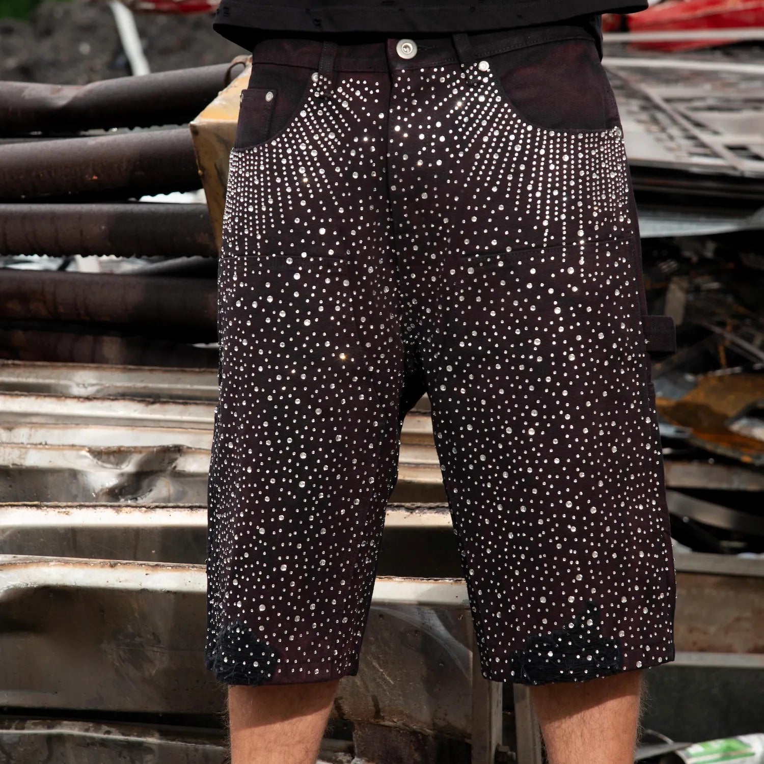 Black Sparkly Shorts Jeans
