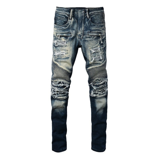 Blaue gesegnete Jeans