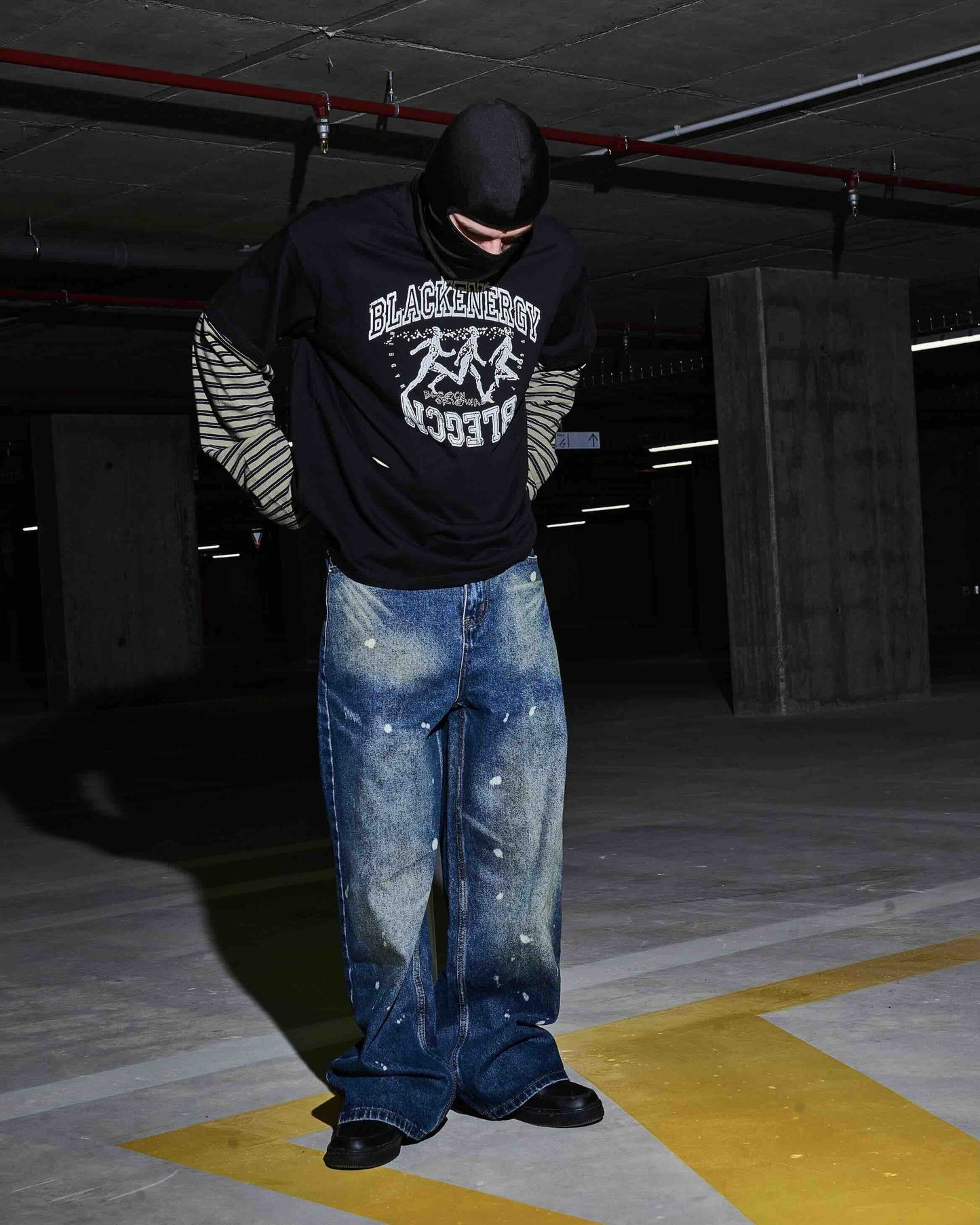 Blaue Shot Baggy Jeans