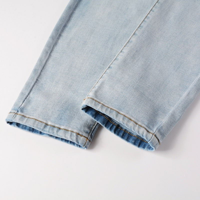 Weiße Biker Jeans
