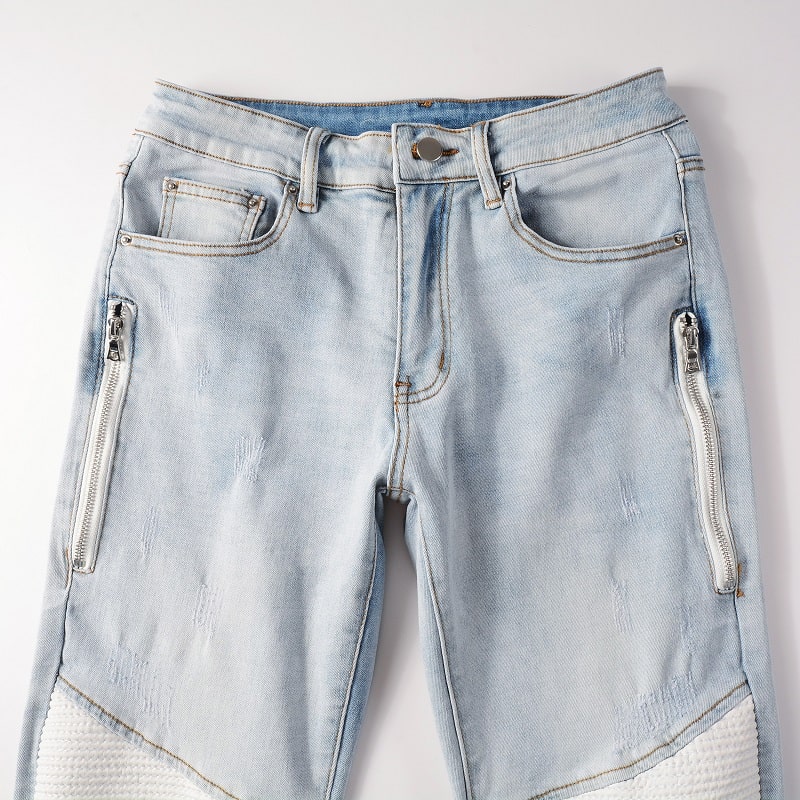 Weiße Biker Jeans