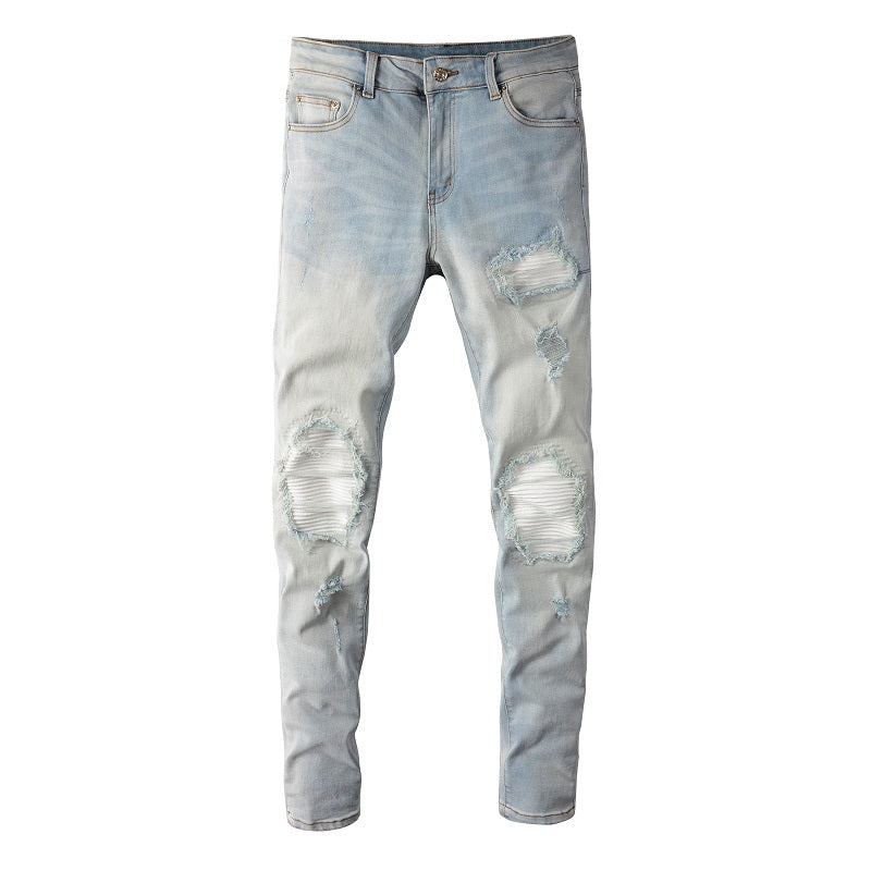 Weiße Patch-Jeans