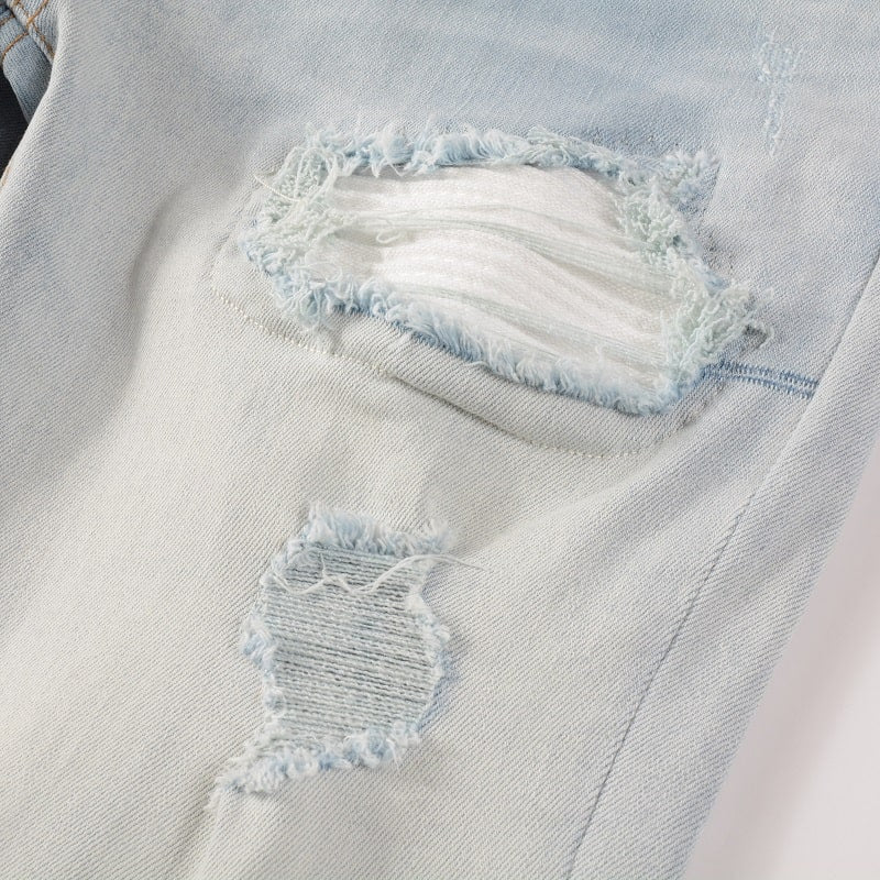 Weiße Patch-Jeans