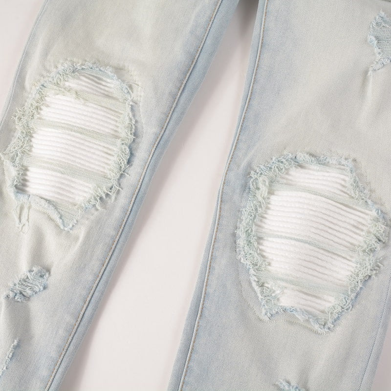 Weiße Patch-Jeans