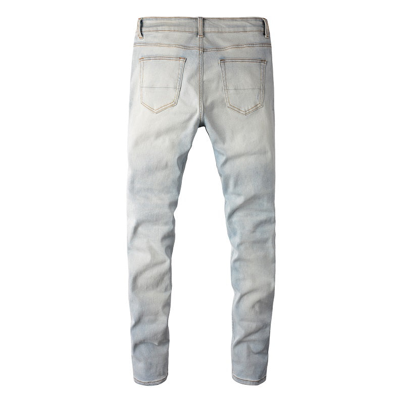 Weiße Patch-Jeans