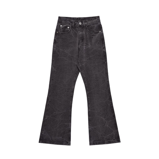 Crack Wash Flare Jeans