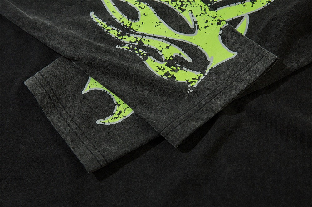 Green Flames Long Sleeve Tee