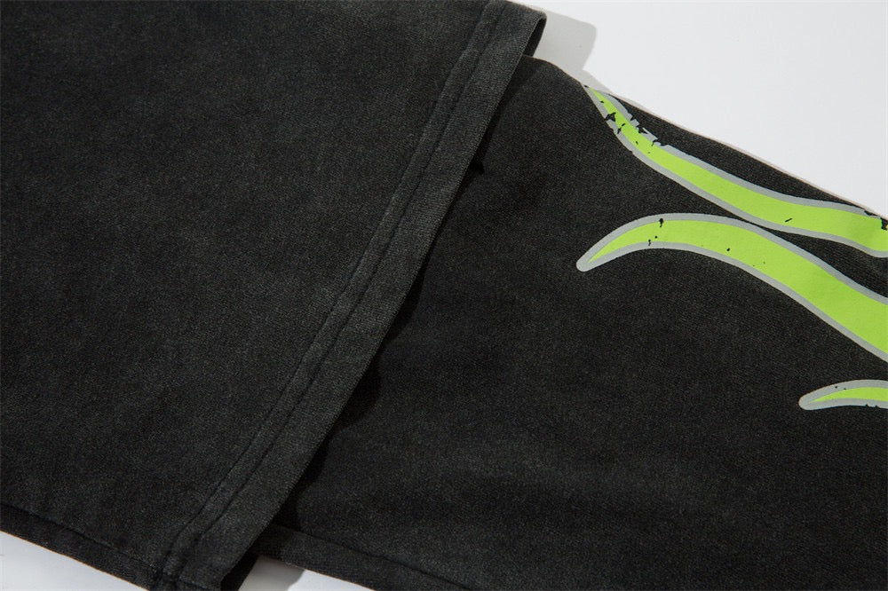 Green Flames Long Sleeve Tee