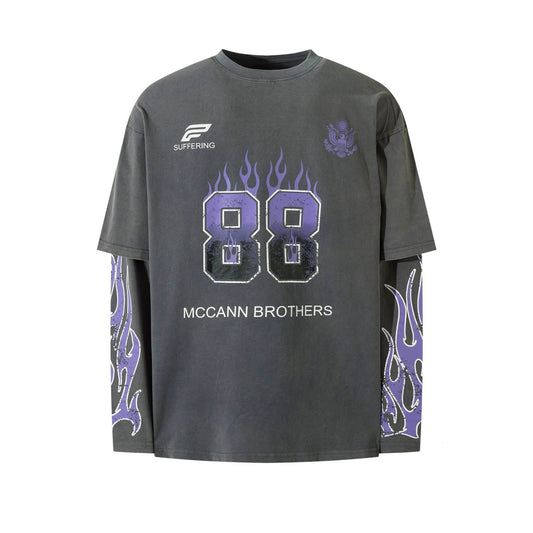 Purple Flames Long Sleeve Tee